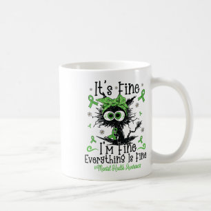 Mental Health Warrior Awareness Black Cat Brain Il Coffee Mug