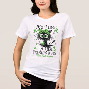 Mental Health Warrior Awareness Black Cat Brain Il Tri-Blend Shirt