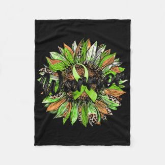 Mental Health Warrior Leopard Sunflower Green Ribb Fleece Blanket