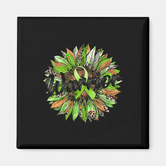 Mental Health Warrior Leopard Sunflower Green Ribb Magnet