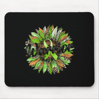 Mental Health Warrior Leopard Sunflower Green Ribb Mouse Pad