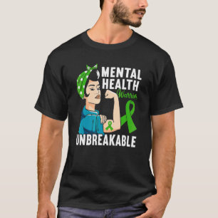 Mental Health Warrior Unbreakable Green Ribbon Men T-Shirt
