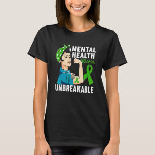 Mental Health Warrior Unbreakable Green Ribbon Men T-Shirt