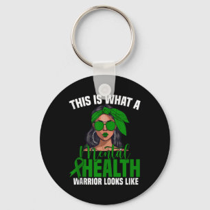 Mental Health Warrior Women Fighter Awareness Ment Keychain