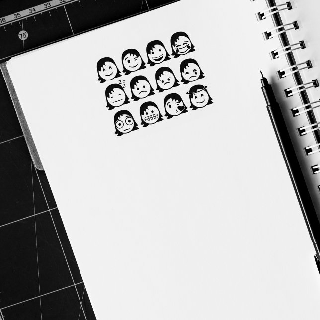 Mental Health, Women Mood Emojis, Journal  Rubber Stamp (Creator Uploaded)