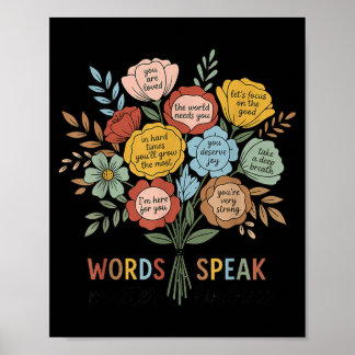 Mental Health Words Speak Kindness Women Poster