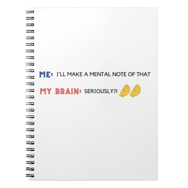 Mental Notes Funny Emoji Diary Notebook (Front)