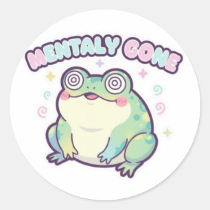 Mentally Gone Frog Sticker Cute Dizzy Frog Meme Ka