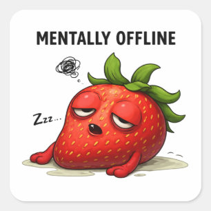 Mentally Offline Cute Strawberry Sticker