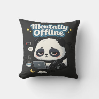 Mentally Offline Panda | Introvert Lo-Fi Aesthetic Throw Pillow
