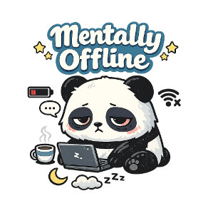 Mentally Offline Panda Introvert Lo-Fi Aesthetic Throw Pillow