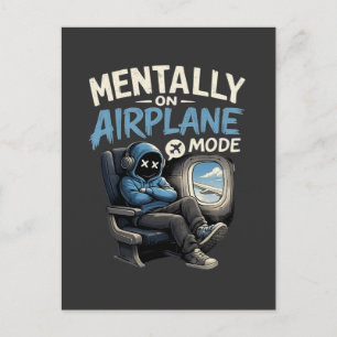 Mentally On Airplane Mode Shirt Funny Anime boy Postcard
