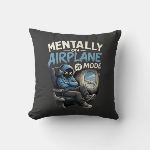 Mentally On Airplane Mode Shirt Funny Anime boy Throw Pillow