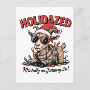 Mentally on January 3rd Funny Christmas Goat Anima Postcard