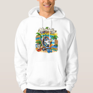 Mentally on Vacation Penguin  Cozy Relaxed Penguin Hoodie