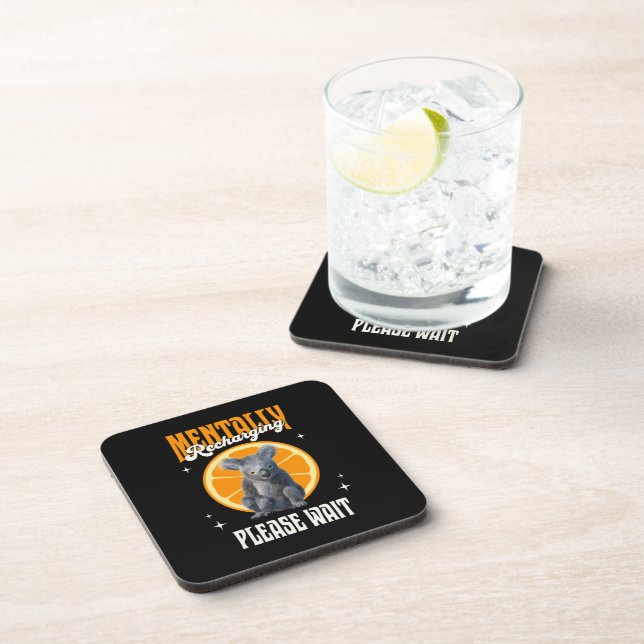 Mentally Recharging Introvert Koala Design Coaster (Right Side)