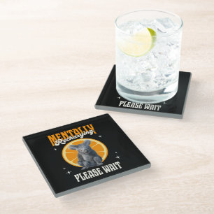Mentally Recharging Introvert Koala Design Glass Coaster