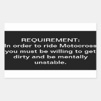 ‘Mentally Unstable Motocross’ Requirement Sticker