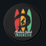 Mentawai Island Indonesia Vintage Retro Surfing Magnet<br><div class="desc">Vintage retro surfboard design for surfers who love surfing and riding the ocean waves. Cool summer holiday, spring break merchandise for those who enjoy hot sun, tropical weather, sunbathing under the palm tree. Grunge and distressed design to wear while enjoying the beach party and singing around the bonfire. Great souvenir,...</div>