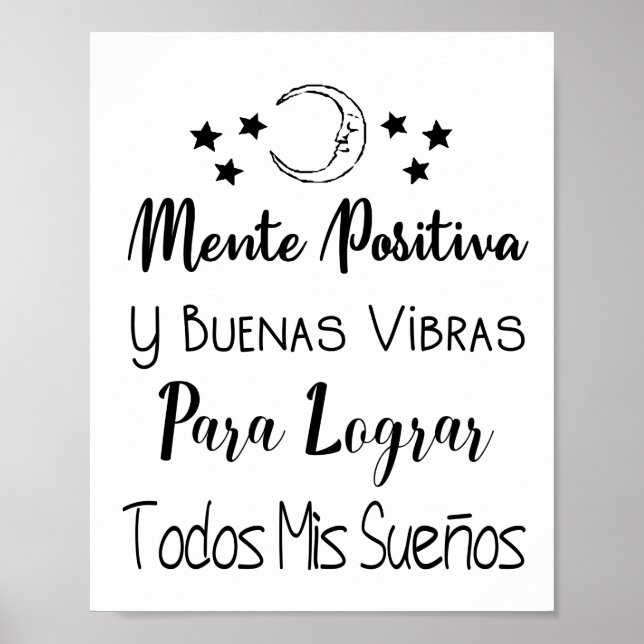 Mente positiva y buenas vibras poster (Front)