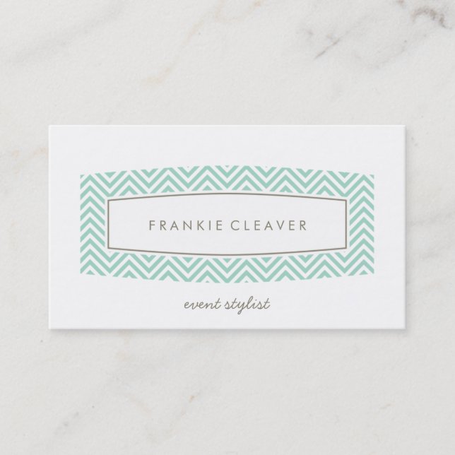 menthe à motif chevron frais carte de visite (Devant)