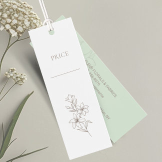 Menthe et blanc | Étiquettes Prix Floral Minimal C