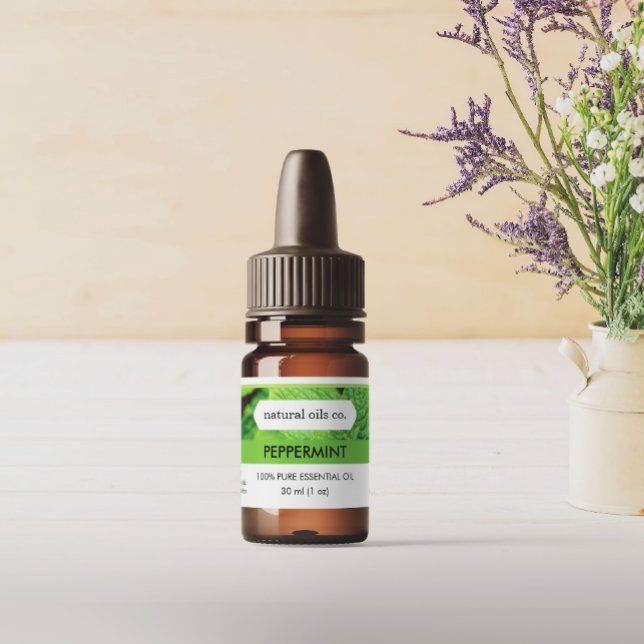 Menthe poivrée Huiles essentielles Étiquette de bo (Créateur téléchargé)