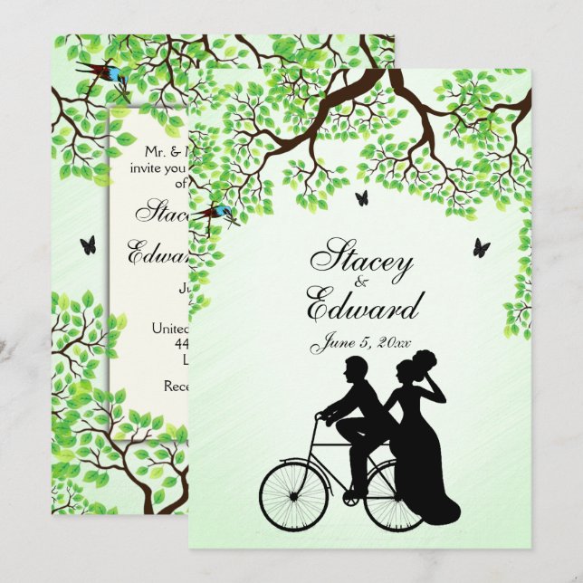 Mention Faire-part de mariage à thème pour vélo (Devant / Derrière)