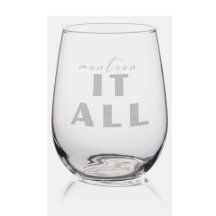 Mention It All Etched Wine Glass