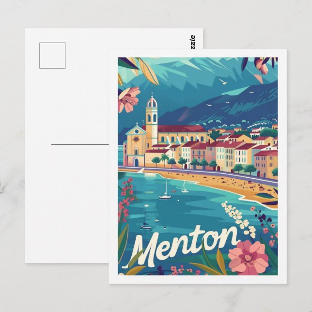Menton France Famous Vintage Travel Place Postcard (Front/Back)