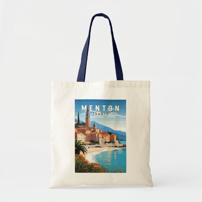 Menton France Travel Art Vintage Tote Bag (Front)