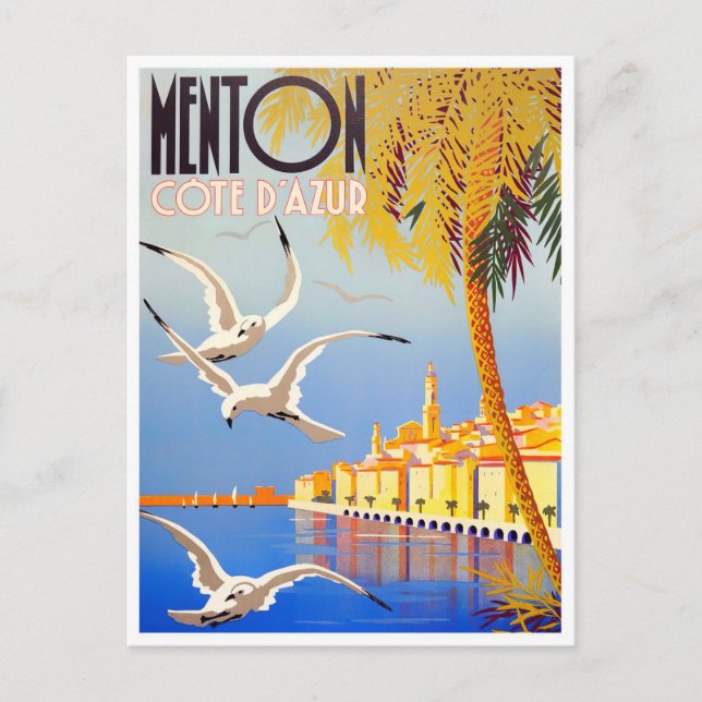 Menton France vintage travel  Postcard (Front)