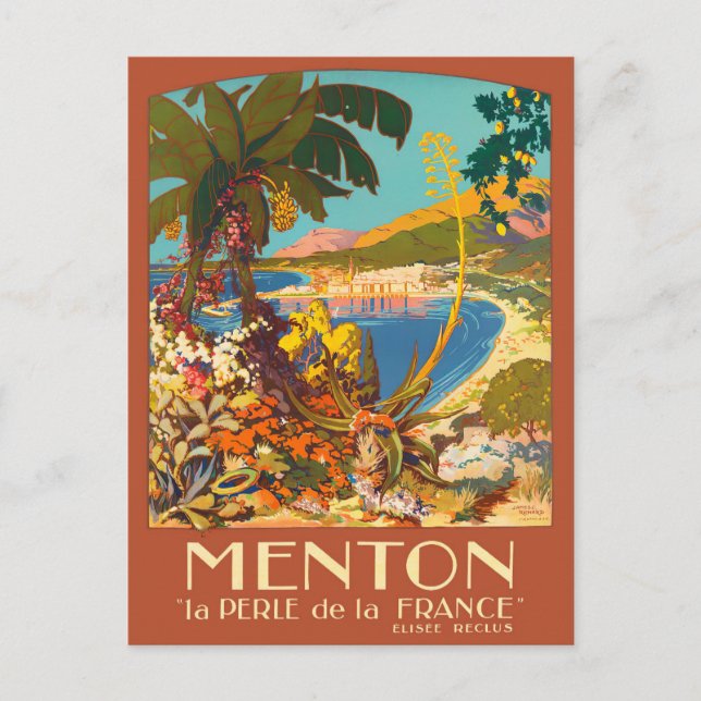 Menton France vintage travel Postcard (Front)