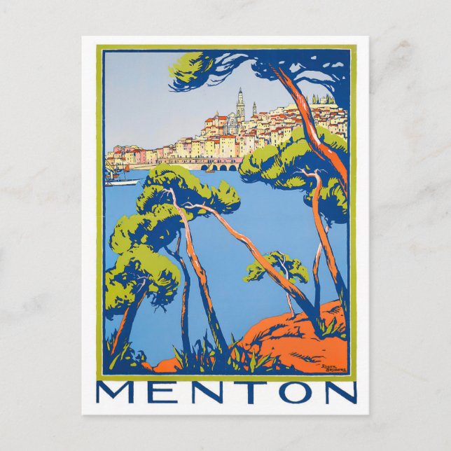 Menton France vintage travel Postcard (Front)