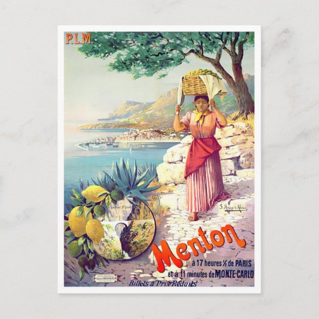 Menton France vintage travel Postcard (Front)
