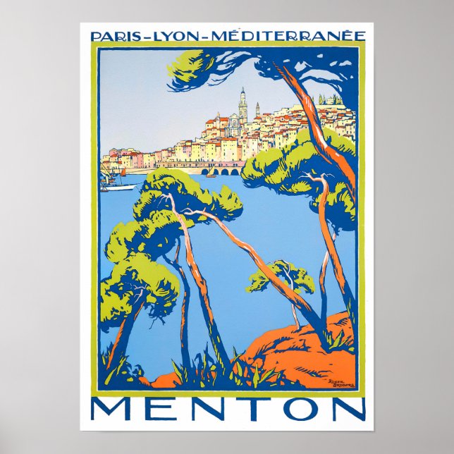 Menton France vintage travel Poster (Front)