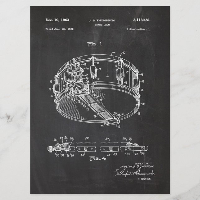 Menu 1962 Snare Drum - Brevet (Devant)