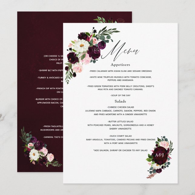 Menu 40e anniversaire de mariage Rubis (Devant / Derrière)