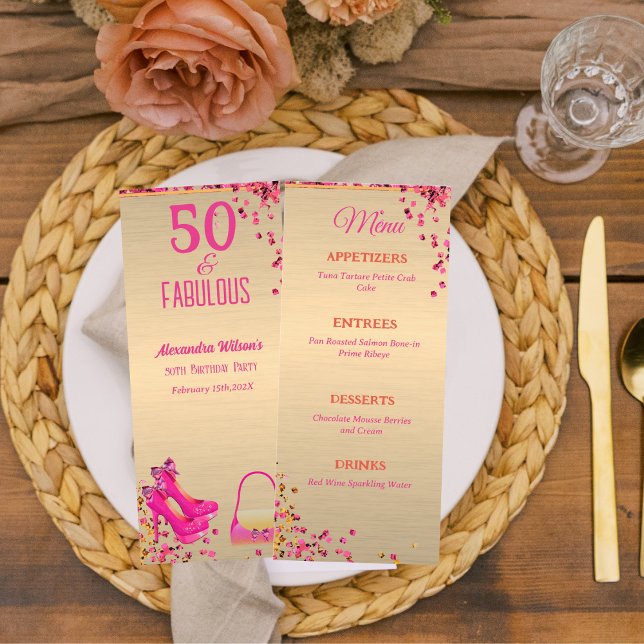 Menu 50e anniversaire des femmes modernes Gold Rose tal (Créateur téléchargé)