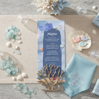 Menu À la mer bientôt mignon Animaux marins créature bl