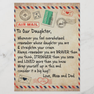 Menu À Mon Don Fille, Lettre D'Amour À Notre Fille