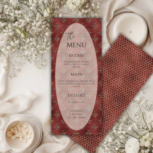 Menu Abeille Bourdon Rouge Élégant Mariage