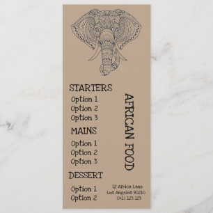 Menu africain de dîner de restaurant