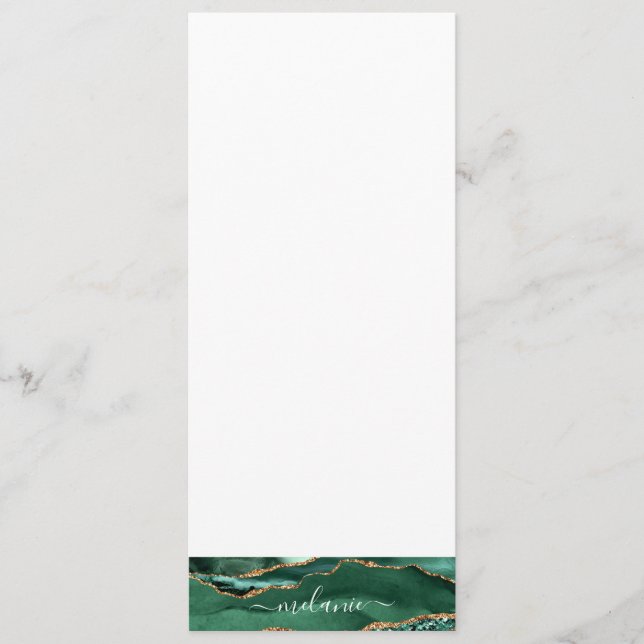 Menu Agate Green Gold Parties scintillant Marbre Custom (Devant)