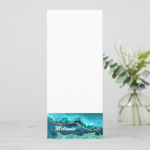 Menu Agate Turquoise Blue Gold Parties scintillant Turq