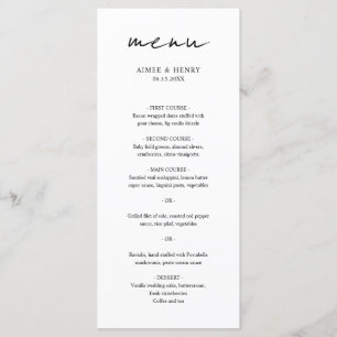 Menu Aimee Rustic Script Mariage moderne