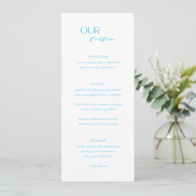 Menu Alexis Blue Elegant Mariage moderne (Debout devant)