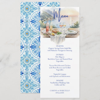 Menu Amalfi Coast Amore Watercolor Italy Sea Wedding