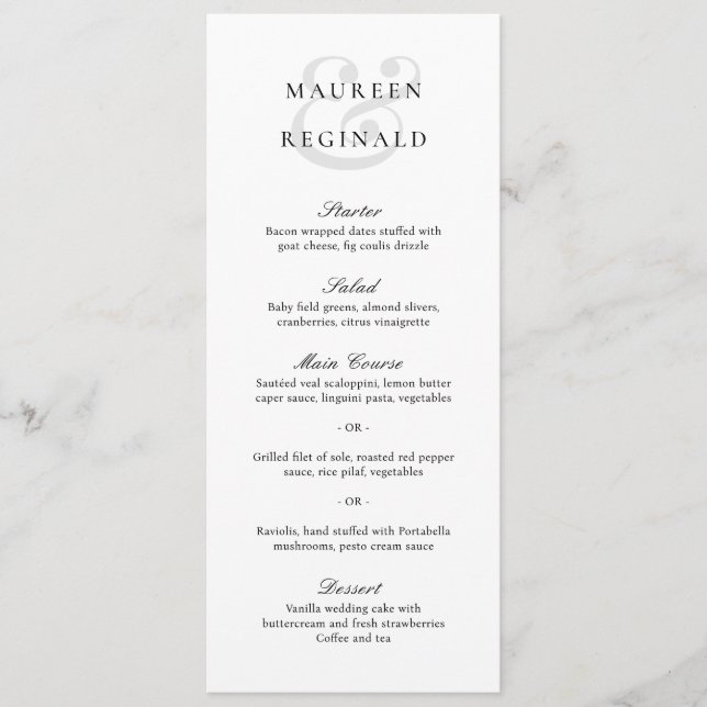 Menu Ampersand élégant Mariage traditionnel (Devant)