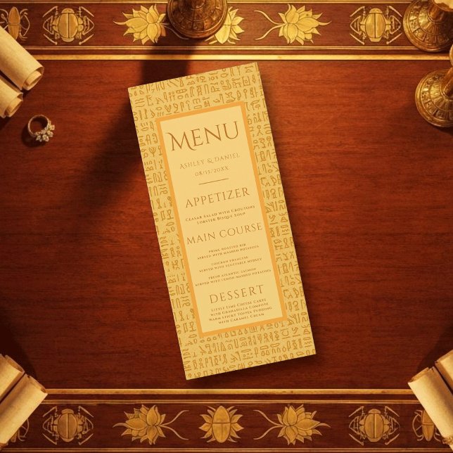 Menu Ancient Egypt Hieroglyphic Motifs Egyptian Wedding (Créateur téléchargé)